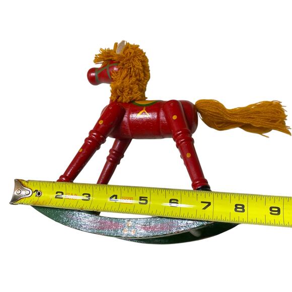 VTG 8.5" Tall Handpainted Wooden Rocking Horse Christmas Holiday Mantle Decor - Picture 13 of 16